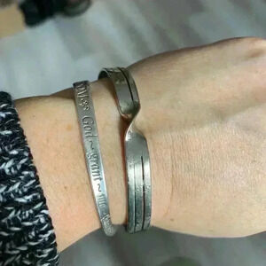 4/$50 Stainless steel  handmade VTG 1970 bangle bracelet 7.5 inches